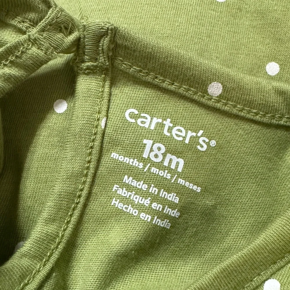 Carter’s Green Polka Dot Dress with Floral Design Cotton Girls 18 Months